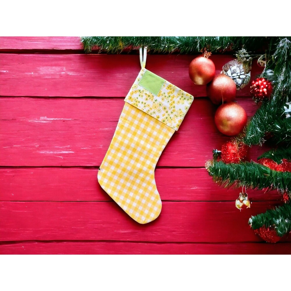 Upcycled Gingham Christmas Stocking